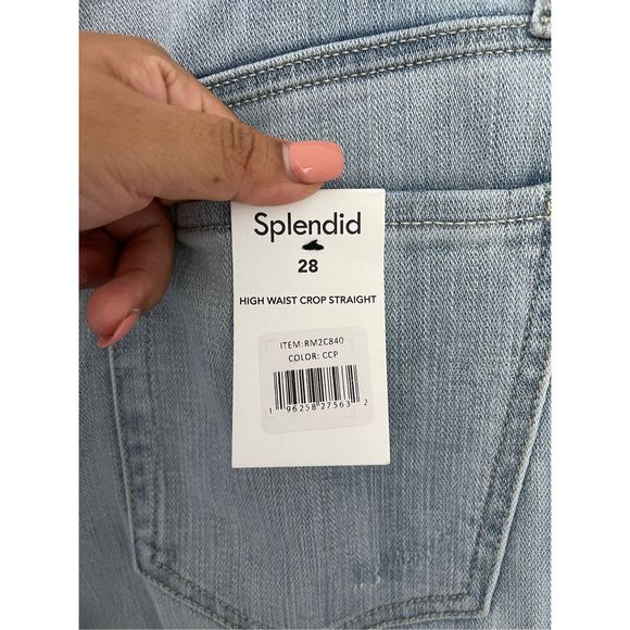 SPLENDID High Waist Destroyed Straight Crop Jean Size 28 NWT - Picture 8 of 8